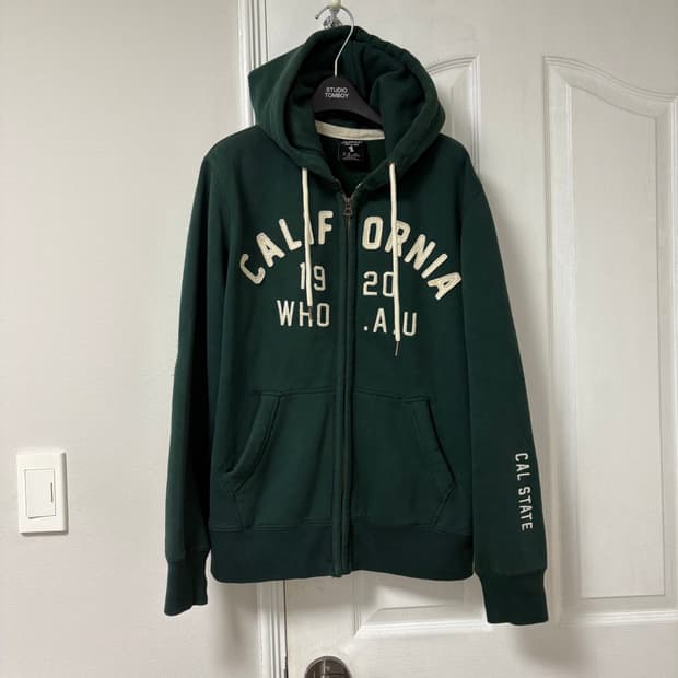 후아유 그린 후드집업 M