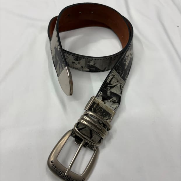 폴로 클럽 빈티지 프린팅 레더 벨트 Polo Club