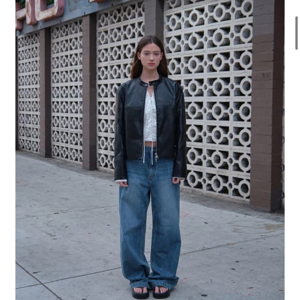 로우클래식 bandcollar leather jacket M