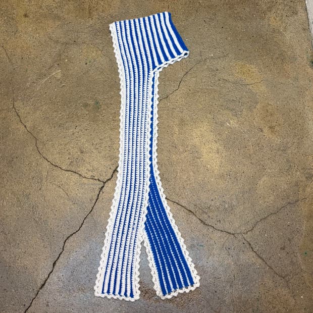 미국 빈티지 니트 핸드메이드 손뜨게 양면 후드 머플러 목도리