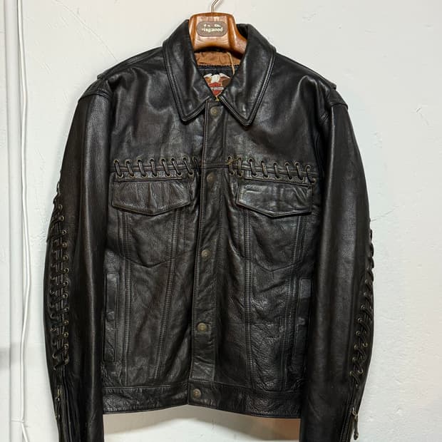 00‘s 할리데이비슨 사우스웨스트 리미티드 레이스업 레더 라이딩자켓 M