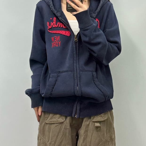 아베크롬비 y2k 와투케 네이비 아방핏 후드집업
