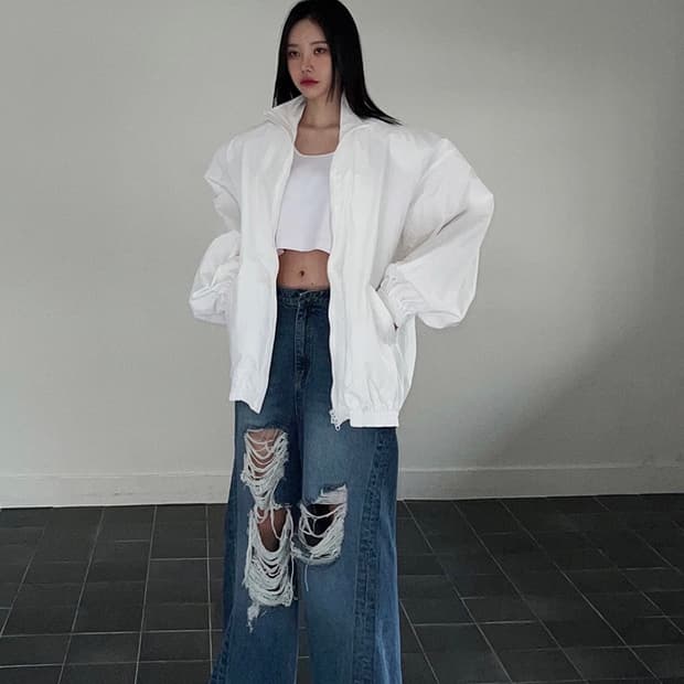 새상품) 랑거 오일러 패드 점퍼 자켓 바람막이 화이트