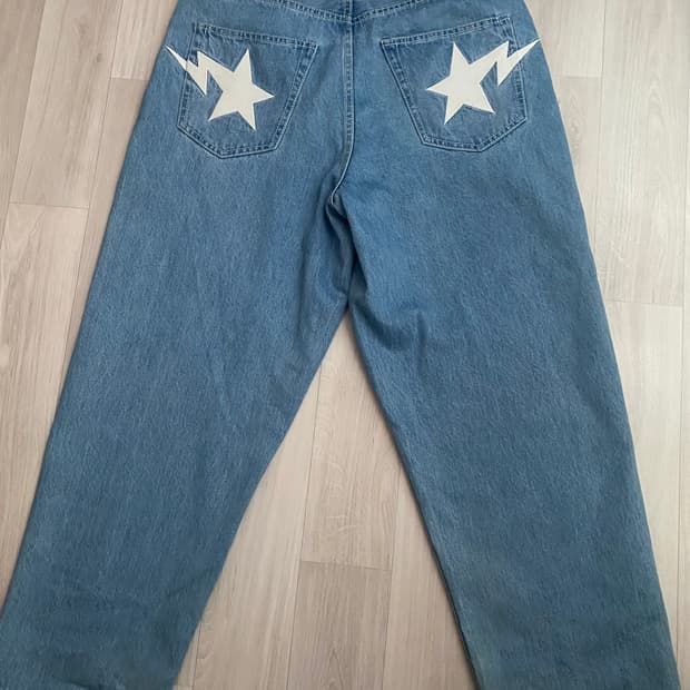 [정품] 새상품급 베이프 스타패치 데님 청바지 팬츠