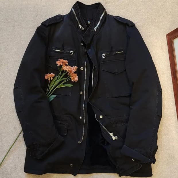 발망 무스탕 밀리터리 필드자켓 블랙 발망 데카르넹 52