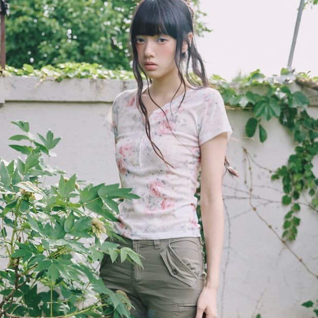 미레코 flower button T ivory