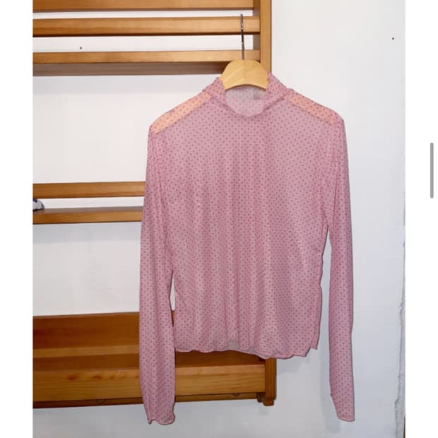 김아홉 핑크 소다 레이어드 도트 티