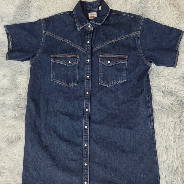 리바이스 데님 셔츠 원피스 청반팔