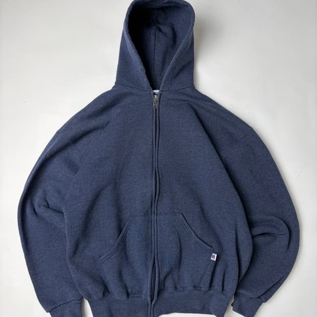 90s Russell Zip Up Hoodie (charcoal blue