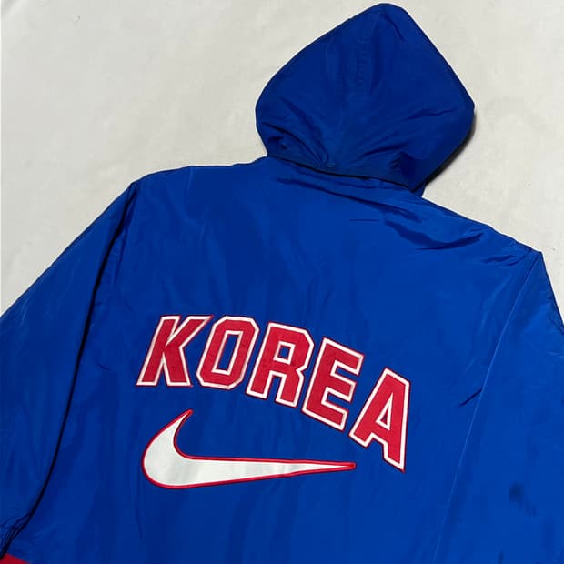 105 나이키 코리아 빅로고 블루 레드 배색 점퍼