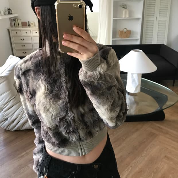 vintage crop fur zip up