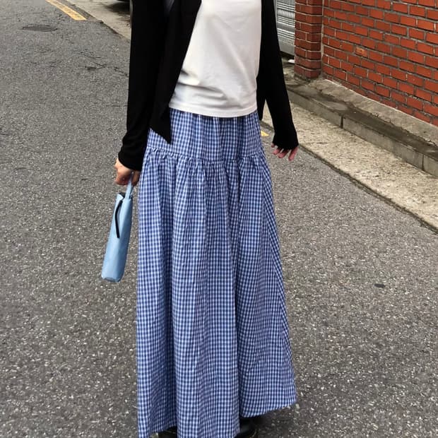 Onid  모어 체크 스커트 