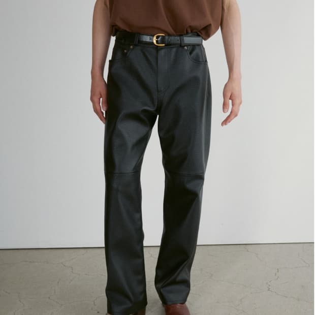 [새상품] 렉토 24FW 그레타 폭스 레더 팬츠 블랙