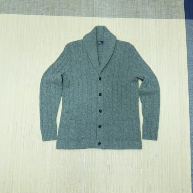 (M/95) 폴로랄프로렌 울 숄카라 꽈배기 니트 가디건