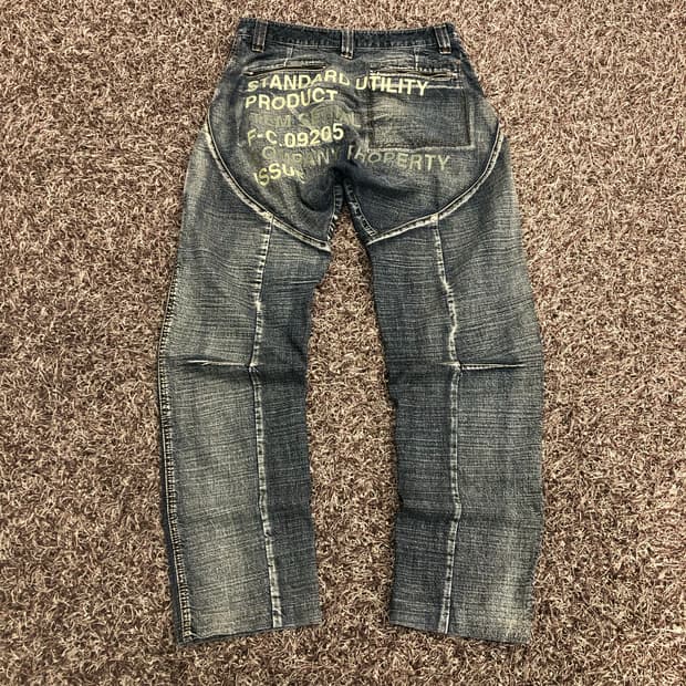 후부 워시드 레터링 데님팬츠