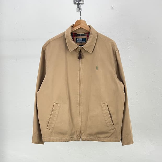 폴로 랄프로렌 베이지 체크 퀼팅 헤링턴  스윙 자켓