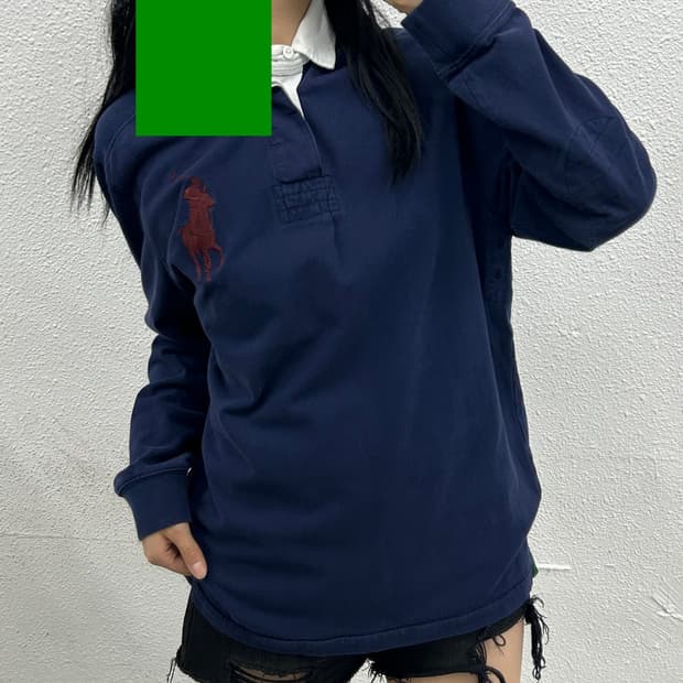 폴로 랄프로렌 버건디 빅포니 네이비 럭비티 M
