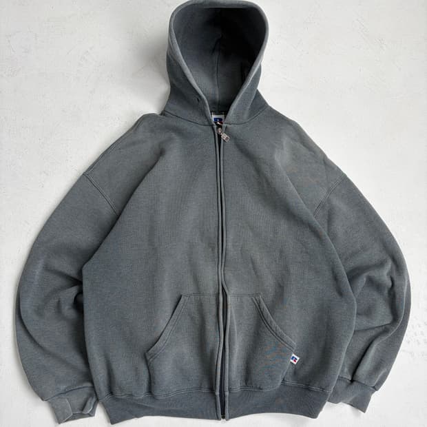 90s Russell Zip Up Hoodie (charcoal)