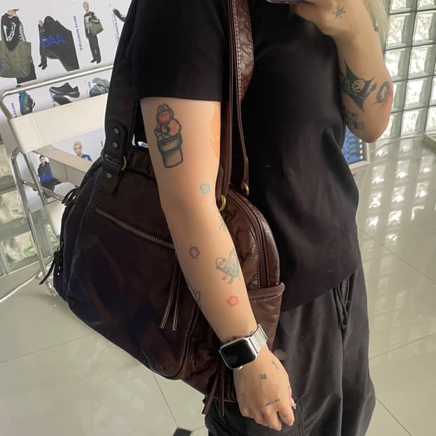 washing stud boston bag 워싱 스터드 보스턴 백
