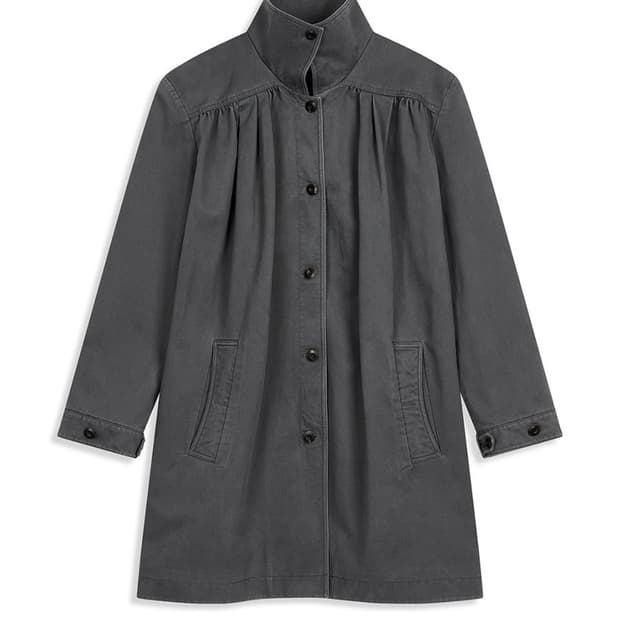 오픈와이와이 OVER SHIRRED TOP COAT CHARCOAL