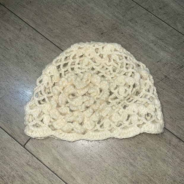 플로럴 뜨개 비니