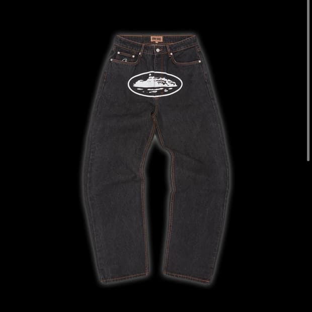 코르테이즈 아일랜드 배기 진 블랙 데님 팬츠