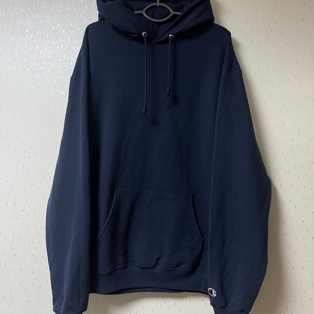 챔피온 네이비색 기모 후드티서츠 L
