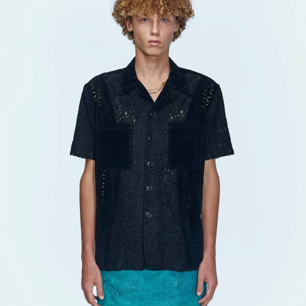  앤더슨벨 하프 시어 플라워 레이스 셔츠 atb951m(BLACK)