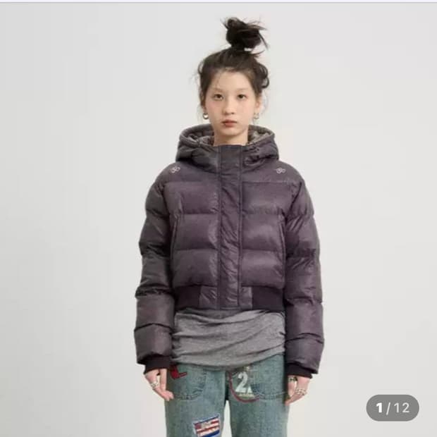 아치하라 숏패딩 퍼플 m