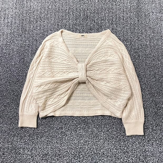 빈티지9. 일본빈티지 MIIA 리본 가디건 연분홍 니트 모리걸 히메