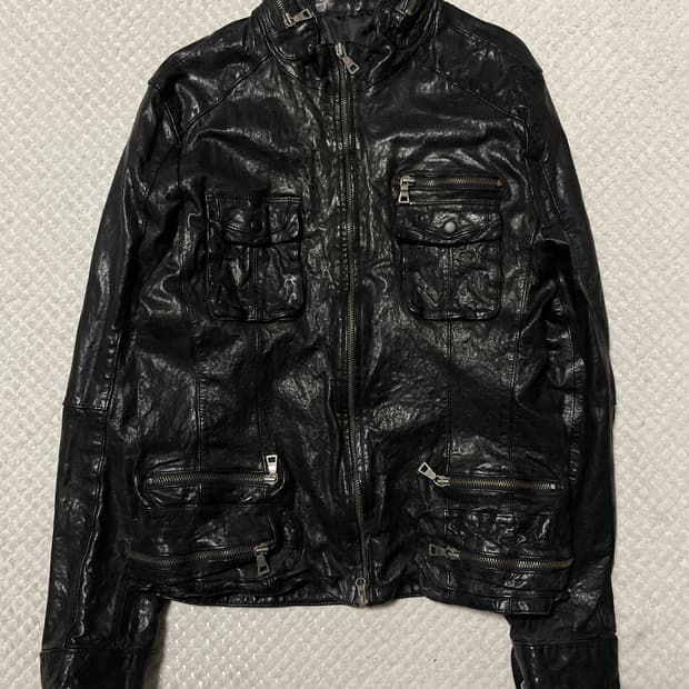 광희시장 웨스턴 무드 2WAY 램스킨 양가죽 절개 포켓 레더 자켓