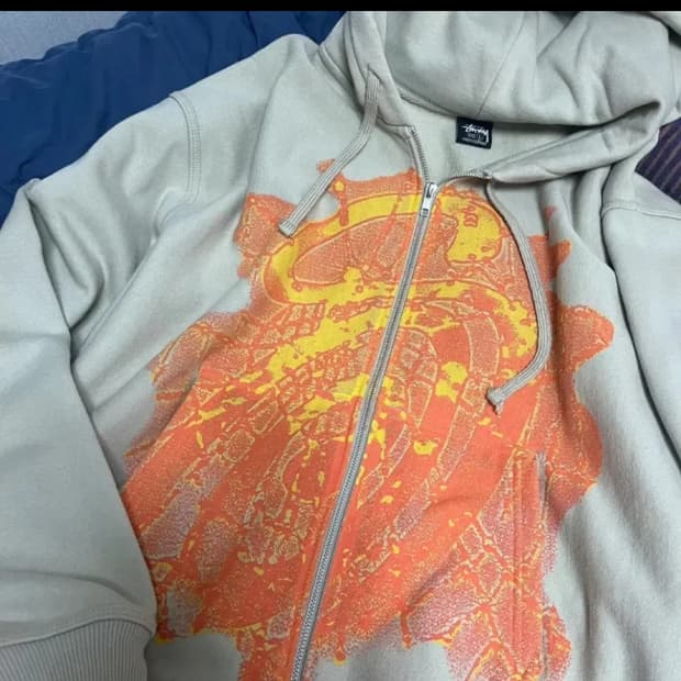 스투시 웹 후드집업 카키 L