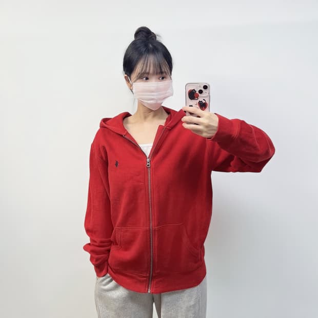 폴로 랄프로렌 포니 로고 후드집업 레드