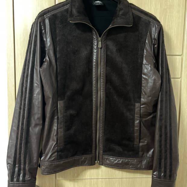 아디다스 브라운 레더 퍼 자켓