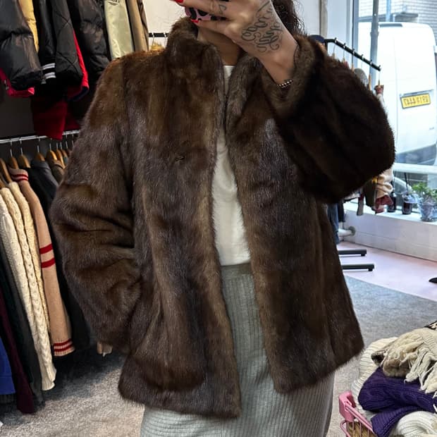 ROTINY 브라운 사가밍크 퍼자켓M