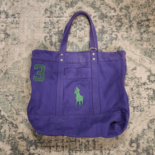 폴로 하드캔버스 빅포니 토트백