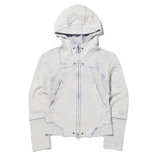 RHOMBUS PUNCHING HOODIE ZIP-UP_BLEACHED