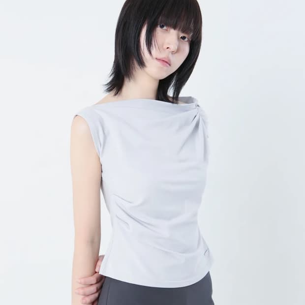 미세키서울 슬랜터드 슬리브리스 탑 그레이