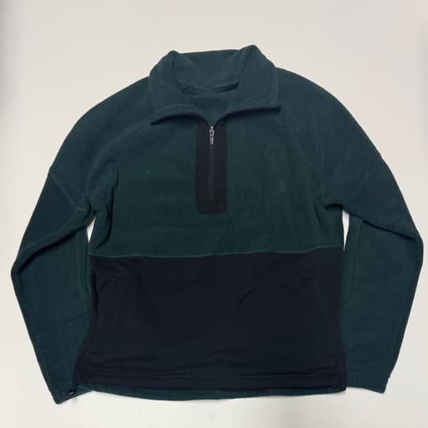 안다르 andar 밑단 스트링 투톤 풀오버 반집업 플리스 Lㅣ