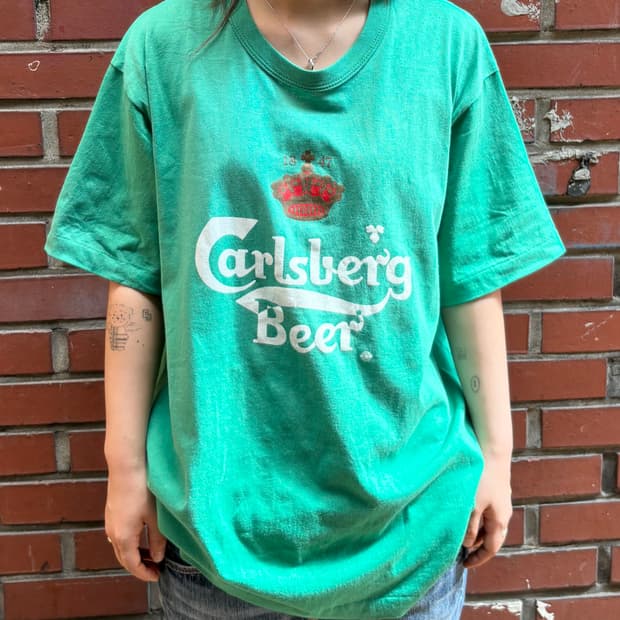 90‘s 싱글스티치 Carlsberg 그래픽 빈티지 반팔티