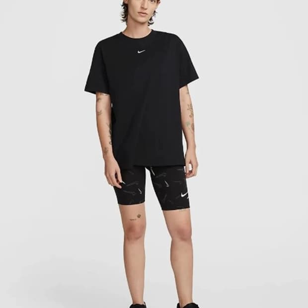 나이키 스포츠웨어 우먼스 블랙/화이트 스우시프린팅 댄스쇼츠/레깅스 XXL
