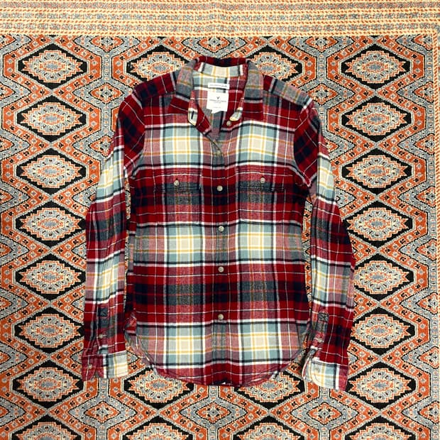 아메리칸이글 레드 체크 말랑면 웨스턴셔츠 여성XXS