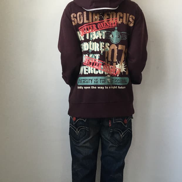 Back printing hood zip up