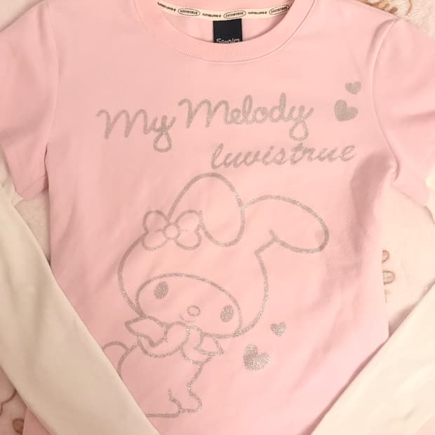 러브이즈트루 마이멜로디 콜라보 레이어드 티셔츠 갸루