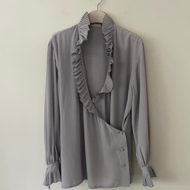 Christian Dior pleated neck wrap blouse