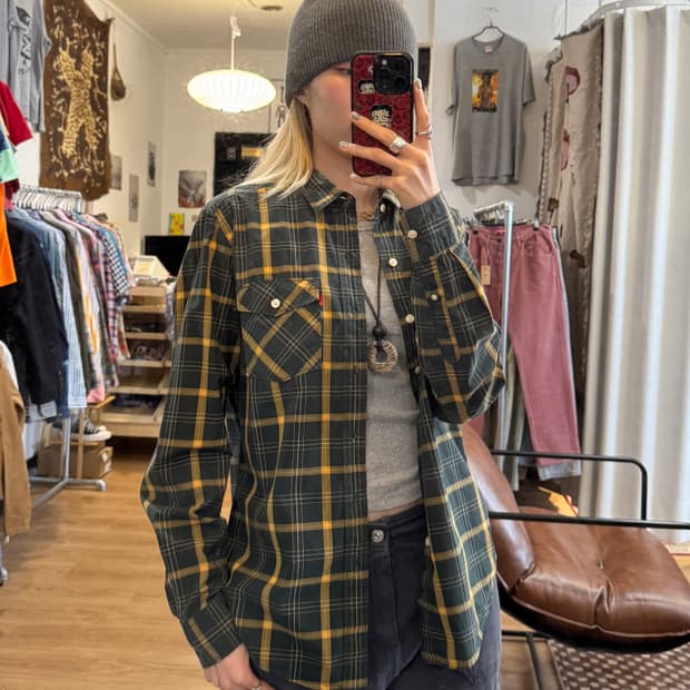 LEVIS 리바이스 카키 체크 셔츠(S)