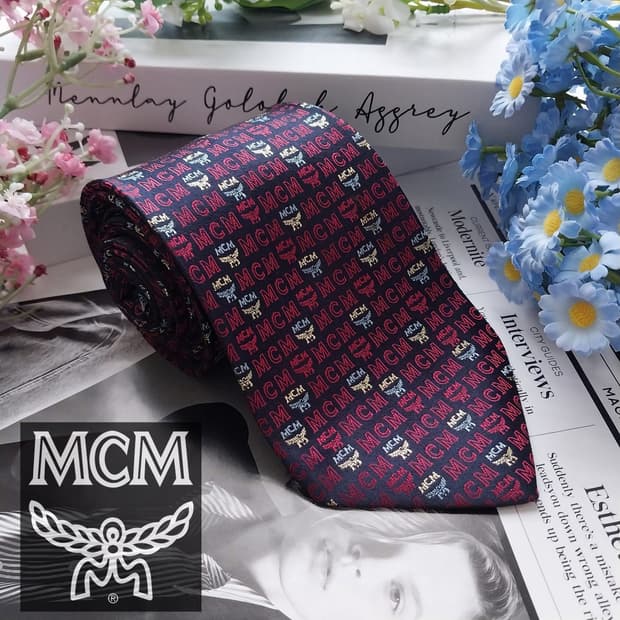 MCM 실크 퍼플 로고 올오버 넥타이 9.3cm A+등급 K1463
