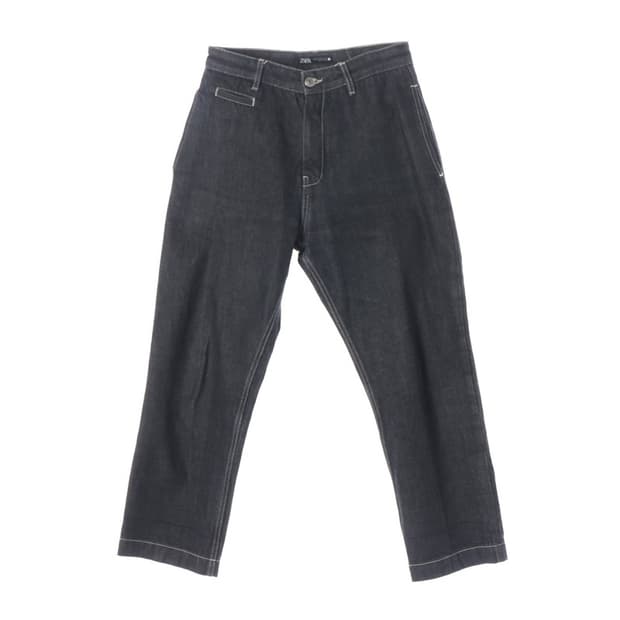 ZARA 다크데님 스티치 와이드 팬츠 30