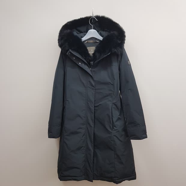 HETREGO 헤트레고 폭스퍼 후드 구스다운 롱 패딩 코트 55사이즈