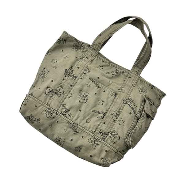 히스테릭글래머 퍽베어 토트백 카키